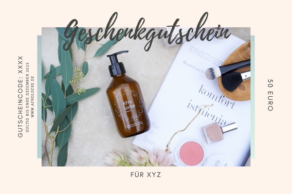 Afrolocke Geschenkgutschein in Rosa mit Leave-In Conditioner