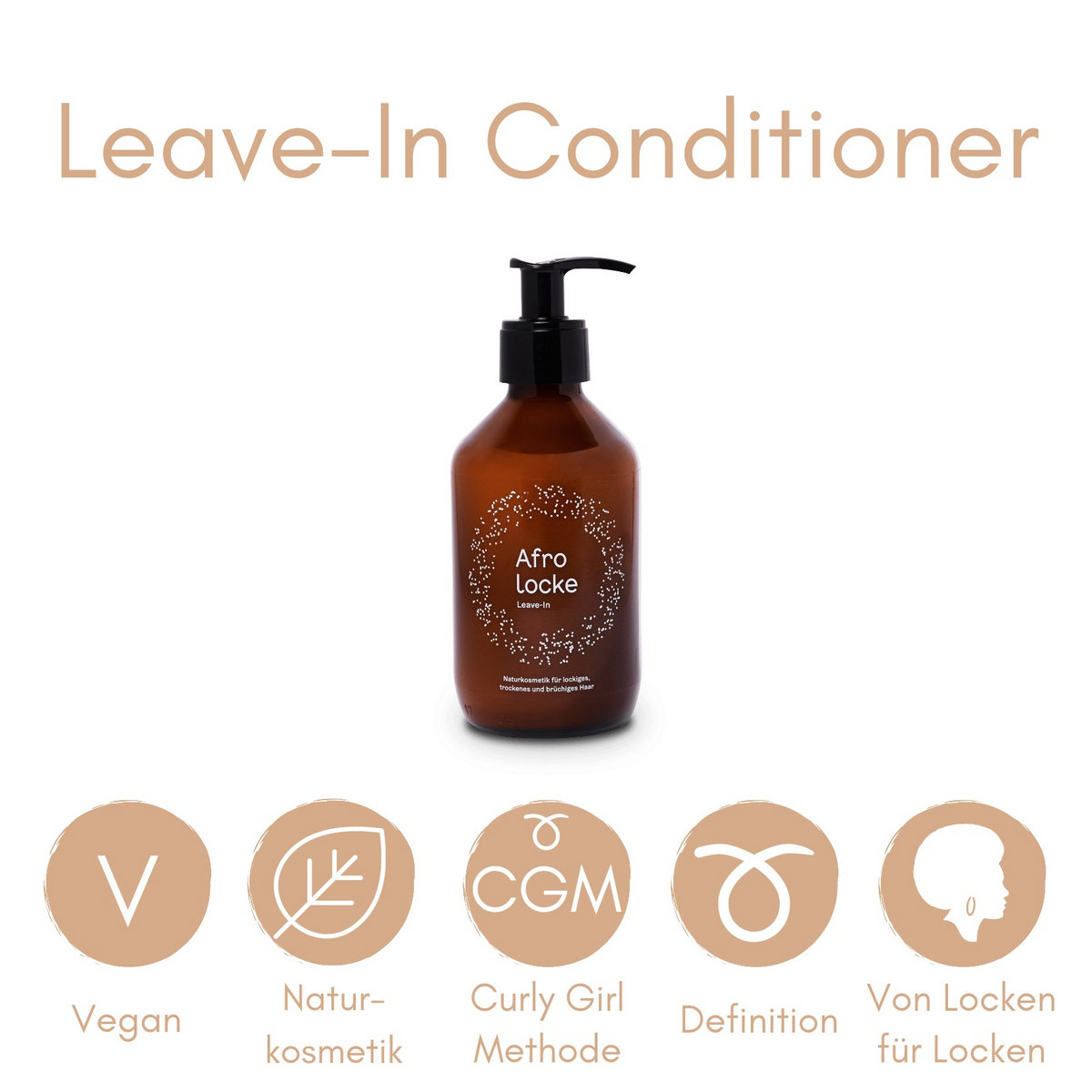 Afrolocke Leave-In Conditioner mit Hinweisen zu vegan, Naturkosmetik und Curly Girl Methode
